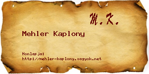 Mehler Kaplony névjegykártya